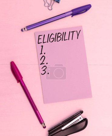 Photo for Conceptual display Eligibility, Business overview State of having the right for doing or obtain something Proper - Royalty Free Image