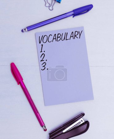 Photo for Handwriting text Vocabulary, Business concept collection of words and phrases alphabetically arranged and explained or defined - Royalty Free Image