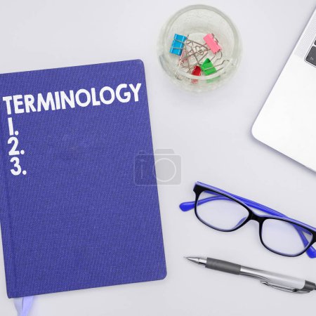 Foto de Text sign showing Terminology, Business approach Terms used with particular technical application in studies - Imagen libre de derechos
