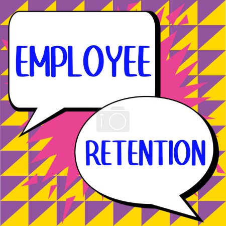 Foto de Signo de texto que muestra la retención de empleados, el concepto de negocio método de reclutamiento interno empleado por las organizaciones - Imagen libre de derechos