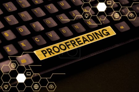 Photo for Inspiration showing sign Proofreading, Word for act of reading and marking spelling, grammar and syntax mistakes - Royalty Free Image