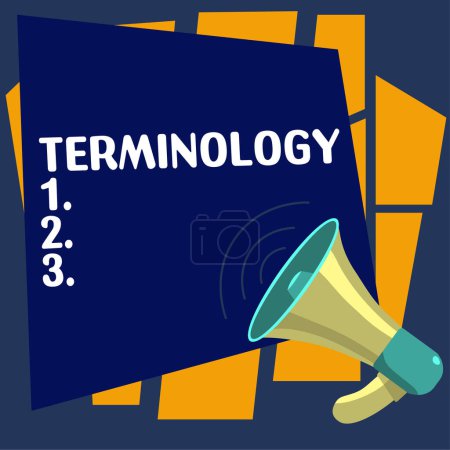 Foto de Writing displaying text Terminology, Word for Terms used with particular technical application in studies - Imagen libre de derechos