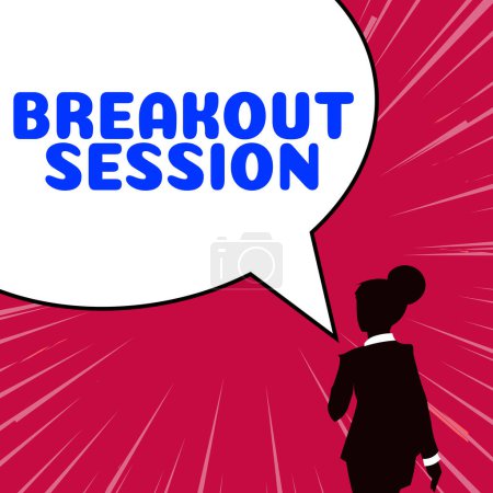 Inspiration zeigt Zeichen Breakout Session, Geschäftsidee Workshop Diskussion oder Präsentation zu einem bestimmten Thema