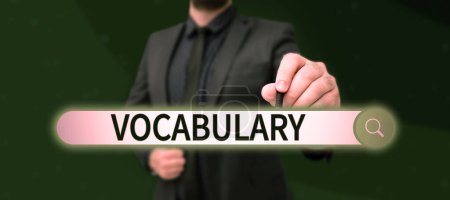 Photo for Conceptual display Vocabulary, Internet Concept collection of words and phrases alphabetically arranged and explained or defined - Royalty Free Image