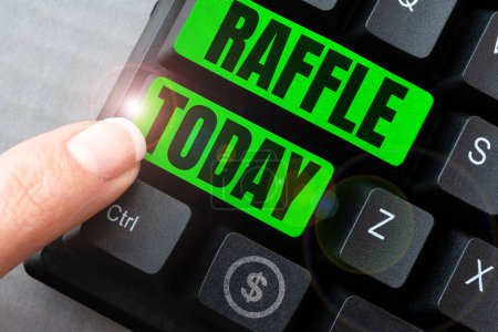 Photo for Hand writing sign Raffle, Business idea means of raising money by selling numbered tickets offer as prize - Royalty Free Image