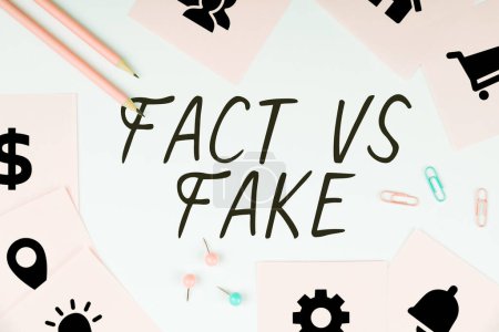 Photo for Conceptual caption Fact Vs Fake, Internet Concept Is it true or is false doubt if something is real authentic - Royalty Free Image
