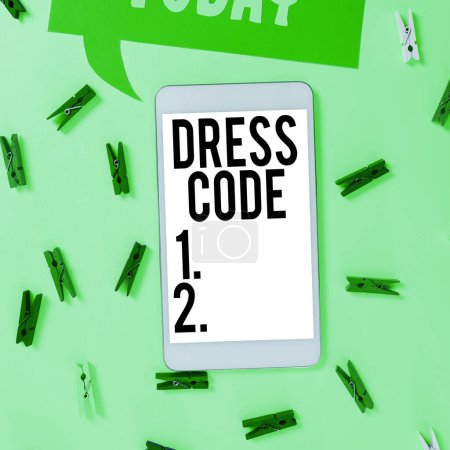 Photo for Inspiration showing sign Dress Code, Business showcase an accepted way of dressing for a particular occasion or group - Royalty Free Image