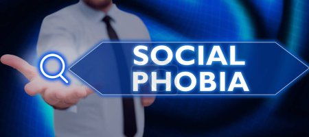 Photo for Hand writing sign Social Phobia, Conceptual photo overwhelming fear of social situations that are distressing - Royalty Free Image