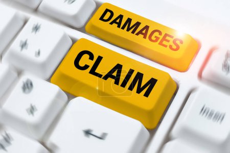 Téléchargez les photos : Text sign showing Damages Claim, Word Written on Demand Compensation Litigate Insurance File Suit - en image libre de droit
