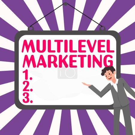 Photo for Inspiration showing sign Multilevel Marketing, Word for marketing strategy for the sale of products or services - Royalty Free Image