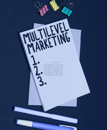 Photo for Inspiration showing sign Multilevel Marketing, Internet Concept marketing strategy for the sale of products or services - Royalty Free Image