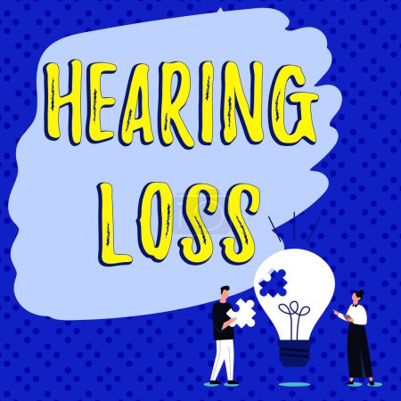 Foto de Escribir mostrando pérdida auditiva de texto, la visión general del negocio es la incapacidad parcial o total para escuchar sonidos normalmente - Imagen libre de derechos