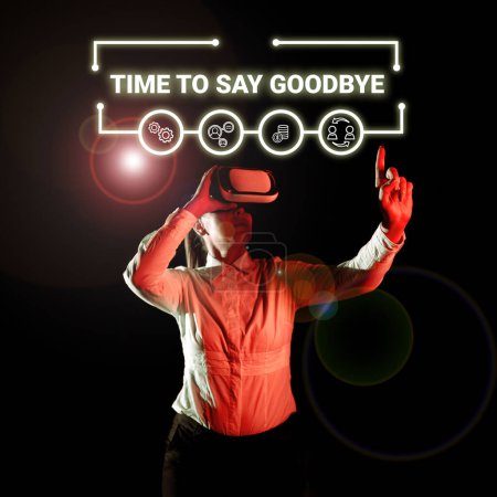 Foto de Texto que muestra inspiración Tiempo para decir adiós, Palabra escrita en la despedida Adiós Hasta que nos volvamos a ver - Imagen libre de derechos