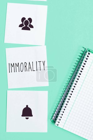Photo for Conceptual display Immorality, Concept meaning the state or quality of being immoral, wickedness - Royalty Free Image