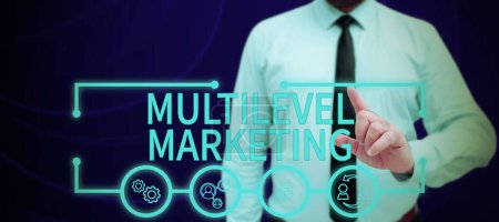 Téléchargez les photos : Text sign showing Multilevel Marketing, Business concept marketing strategy for the sale of products or services - en image libre de droit