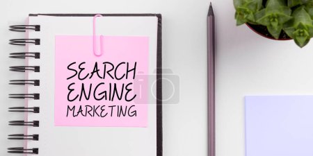 Photo for Handwriting text Search Engine Marketing, Concept meaning promote Website visibility on searched result pages - Royalty Free Image