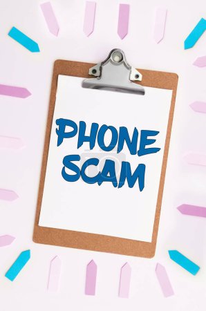 Photo for Handwriting text Phone Scam, Word for getting unwanted calls to promote products or service Telesales - Royalty Free Image
