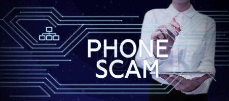 Photo for Text caption presenting Phone Scam, Word for getting unwanted calls to promote products or service Telesales - Royalty Free Image