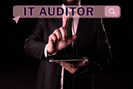 Photo for Hand writing sign It Auditor, Business showcase person authorized to review and verify the accuracy of the system - Royalty Free Image