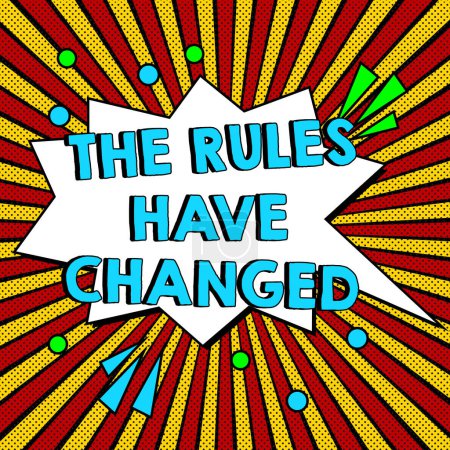 Téléchargez les photos : Signe d'écriture Les règles ont changé, Concept signifiant que l'accord ou la politique a un nouvel ensemble de commandes - en image libre de droit