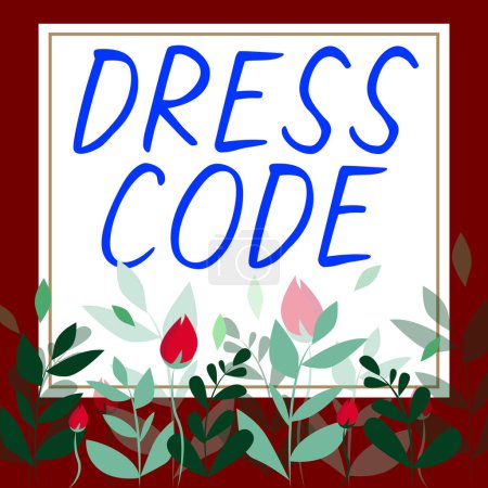 Photo for Text showing inspiration Dress Code, Word Written on an accepted way of dressing for a particular occasion or group - Royalty Free Image
