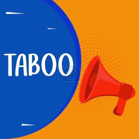 Photo for Text caption presenting Taboo, Concept meaning a social or religious custom prohibiting or forbidding person, place, or thing - Royalty Free Image