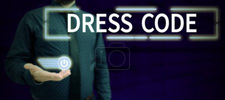 Photo for Inspiration showing sign Dress Code, Business overview an accepted way of dressing for a particular occasion or group - Royalty Free Image