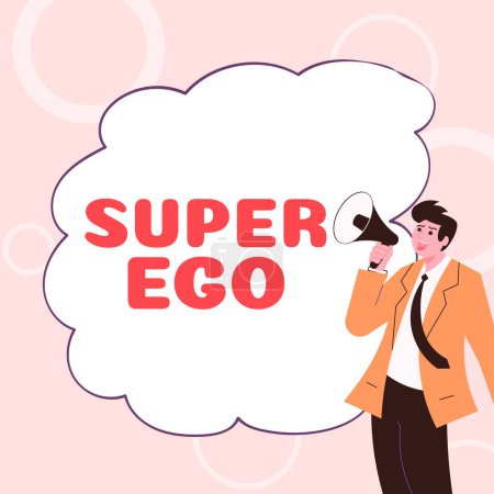 Foto de Inspiration showing sign Super Ego, Concept meaning The I or self of any person that is empowering his whole soul - Imagen libre de derechos