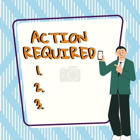 Foto de Visualización conceptual Acción requerida, Enfoque empresarial Considerar una acción de alguien en virtud de su posición - Imagen libre de derechos