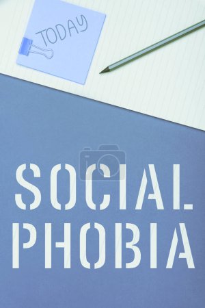 Photo for Text sign showing Social Phobia, Conceptual photo overwhelming fear of social situations that are distressing - Royalty Free Image