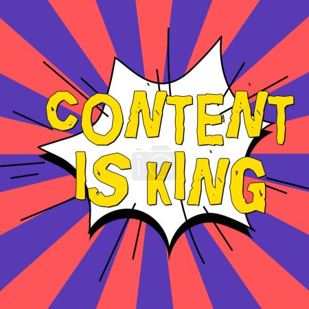 Foto de Inspiration showing sign Content Is King, Internet Concept Content is the heart of todays marketing strategies - Imagen libre de derechos