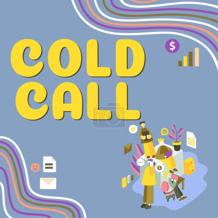 Foto de Conceptual caption Cold Call, Business showcase Unsolicited call made by someone trying to sell goods or services - Imagen libre de derechos