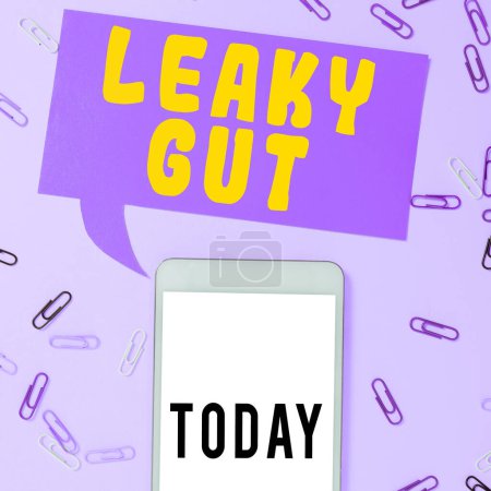 Photo for Handwriting text Leaky Gut, Word for A condition in which the lining of small intestine is damaged - Royalty Free Image