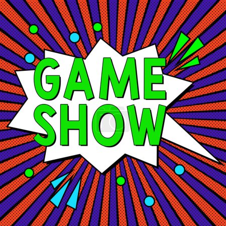 Photo for Writing displaying text Game Show, Business showcase Program in television or radio with players that win prizes - Royalty Free Image
