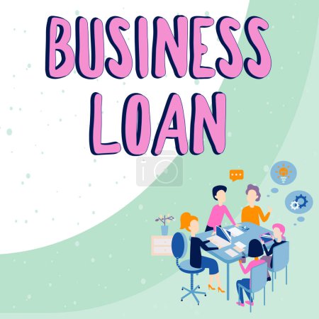 Foto de Text caption presenting Business Loan, Business idea Credit Mortgage Financial Assistance Cash Advances Debt - Imagen libre de derechos