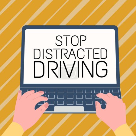 Foto de Text caption presenting Stop Distracted Driving, Conceptual photo asking to be careful behind wheel drive slowly - Imagen libre de derechos