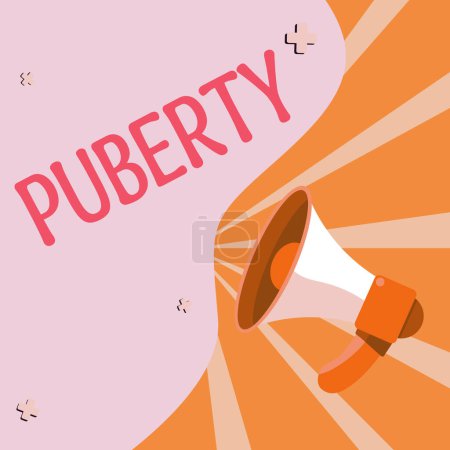 Photo for Text sign showing Puberty, Business idea the period of becoming first capable of reproducing sexually - Royalty Free Image