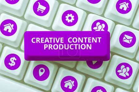 Writing displaying text Creative Content Production, Business idea providing people with the type of content theyre craving