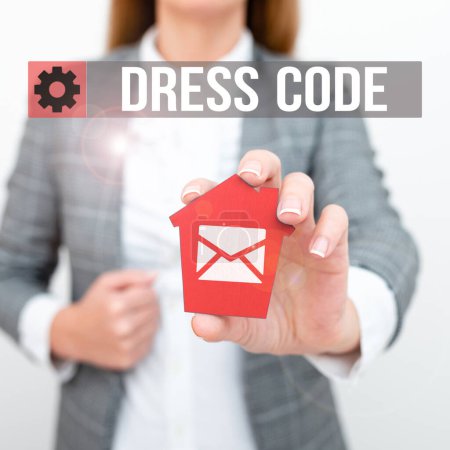 Photo for Conceptual caption Dress Code, Concept meaning an accepted way of dressing for a particular occasion or group - Royalty Free Image