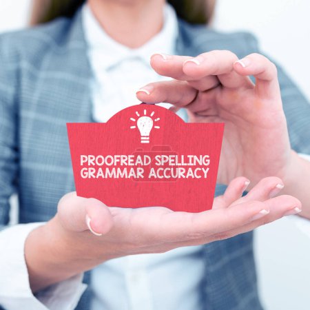 Photo for Conceptual caption Proofread Spelling Grammar Accuracy, Business approach reading and marking spelling, grammar mistakes - Royalty Free Image