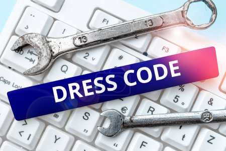 Photo for Text showing inspiration Dress Code, Business idea an accepted way of dressing for a particular occasion or group - Royalty Free Image