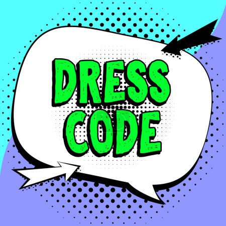 Photo for Writing displaying text Dress Code, Business approach an accepted way of dressing for a particular occasion or group - Royalty Free Image