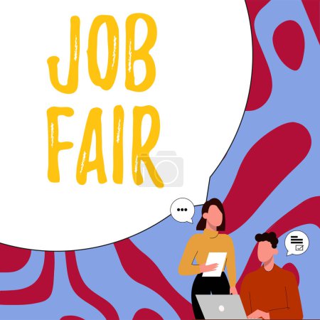 Foto de Writing displaying text Job Fair, Word Written on An event where a person can apply for a job in multiple companies - Imagen libre de derechos