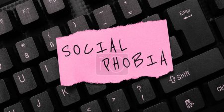 Photo for Writing displaying text Social Phobia, Word for overwhelming fear of social situations that are distressing - Royalty Free Image