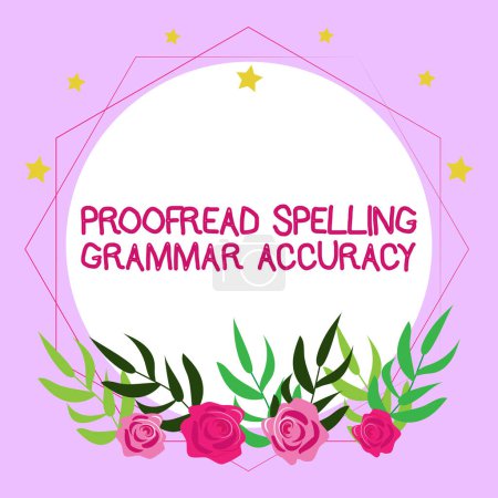 Photo for Text showing inspiration Proofread Spelling Grammar Accuracy, Business overview reading and marking spelling, grammar mistakes - Royalty Free Image