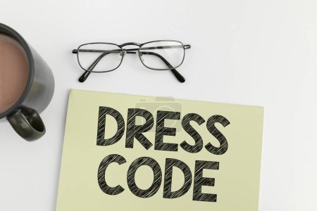 Photo for Writing displaying text Dress Code, Word for an accepted way of dressing for a particular occasion or group - Royalty Free Image