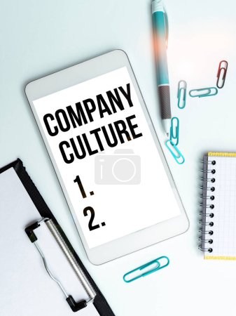 Foto de Text sign showing Company Culture, Business approach The environment and elements in which employees work - Imagen libre de derechos