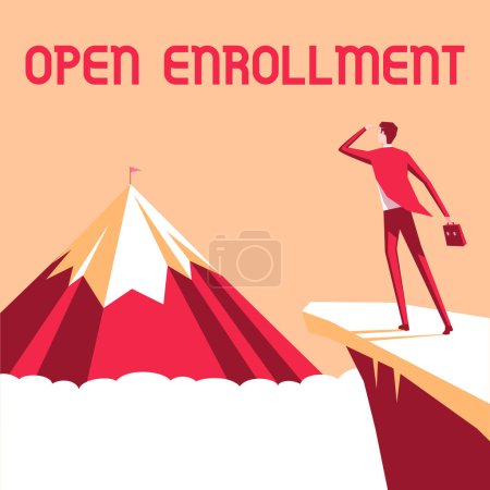 Photo for Sign displaying Open Enrollment, Conceptual photo The yearly period when people can enroll an insurance - Royalty Free Image