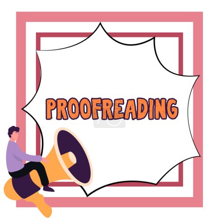 Photo for Text sign showing Proofreading, Business concept act of reading and marking spelling, grammar and syntax mistakes - Royalty Free Image