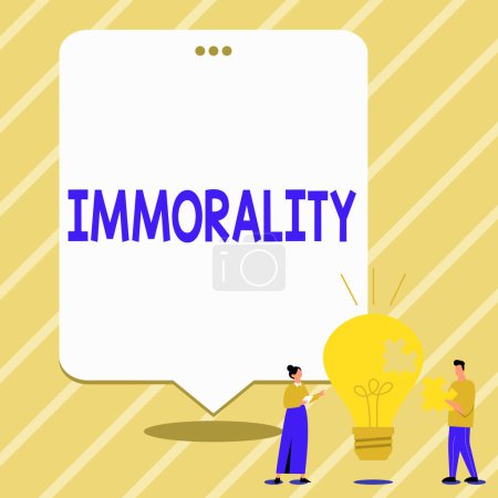 Photo for Conceptual display Immorality, Business overview the state or quality of being immoral, wickedness - Royalty Free Image